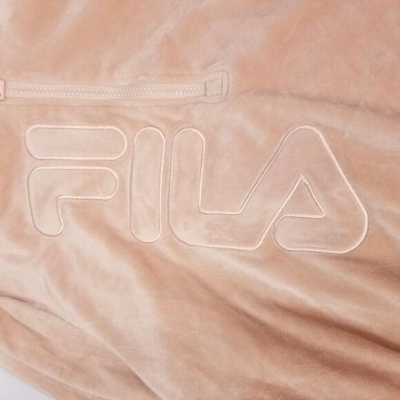 FILA 90 Y2K Pink Velour Athleisure Pullover 1/4 Zip Hoodie Jacket Womens Large - Picture 3 of 5